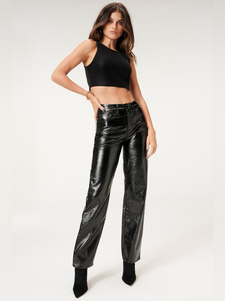 Good '90s Vinyl Curve Straight Leg Pant Size 4 Nwt